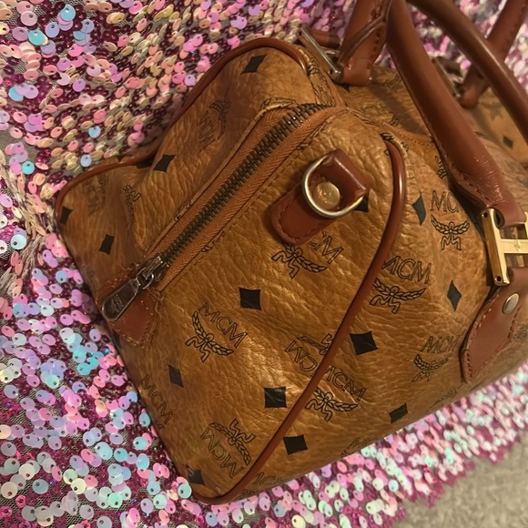 MCM Brown Monogram Leather Handbag - Picture 3 of 12